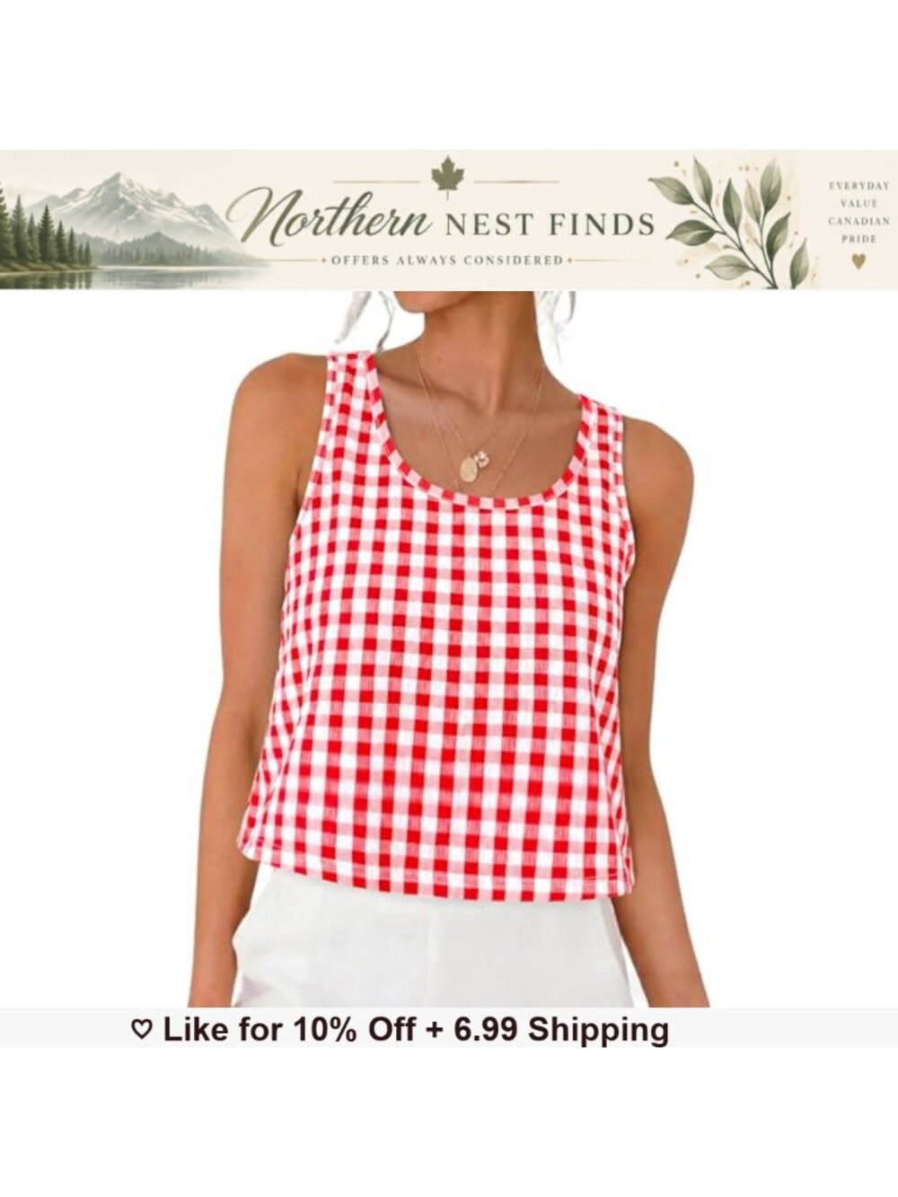 Womens Gingham Plaid Tank Top Cropped Sleeveless Summer Casual Shirt